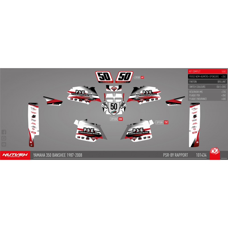 Graphic kit Kutvek white/red - 350 Banshee 1987-2008