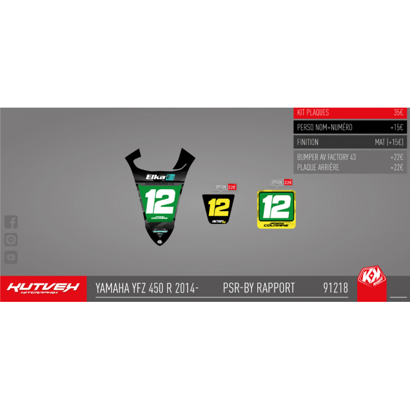 Graphic kit plate Kutvek green/black - 450 YFZR 2014