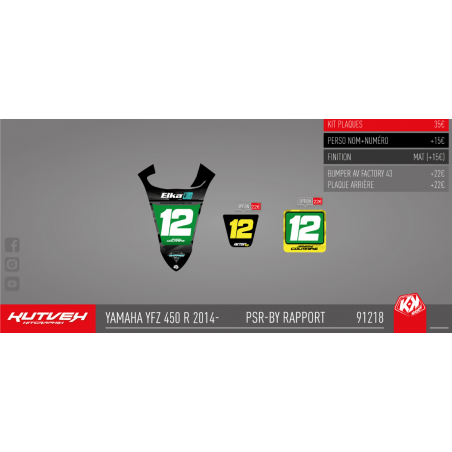Graphic kit plate Kutvek green/black - 450 YFZR 2014