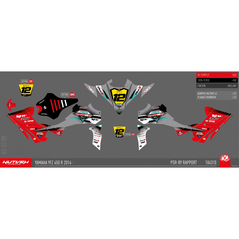 Kit déco Kutvek rouge/gris - 450 YFZR 2014